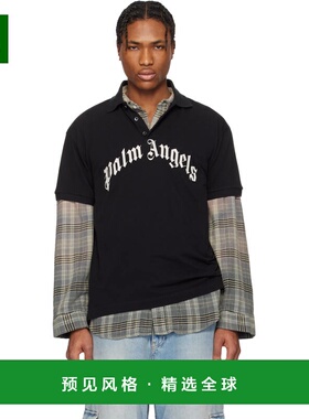 1h可退 香港直邮Palm Angels 棕榈天使 男士 黑色 Curved Logo Po