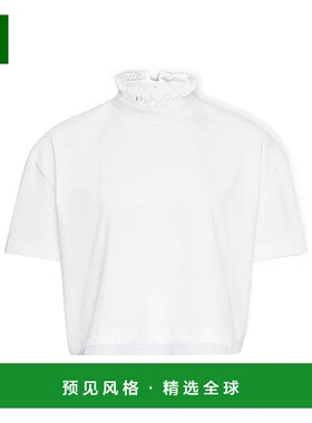 香港直邮Alaia 棉质平纹针织短款T恤 AA9I0009J010B短袖高领