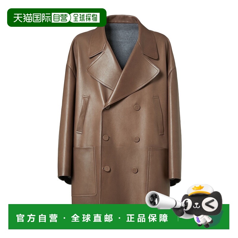 香港直邮Fendi 双排扣皮革大衣 FPJ897AQOI