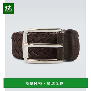 1h可退 香港直邮TOD'S 托德斯 男士 编织绒面革皮带 brown棕色 舒