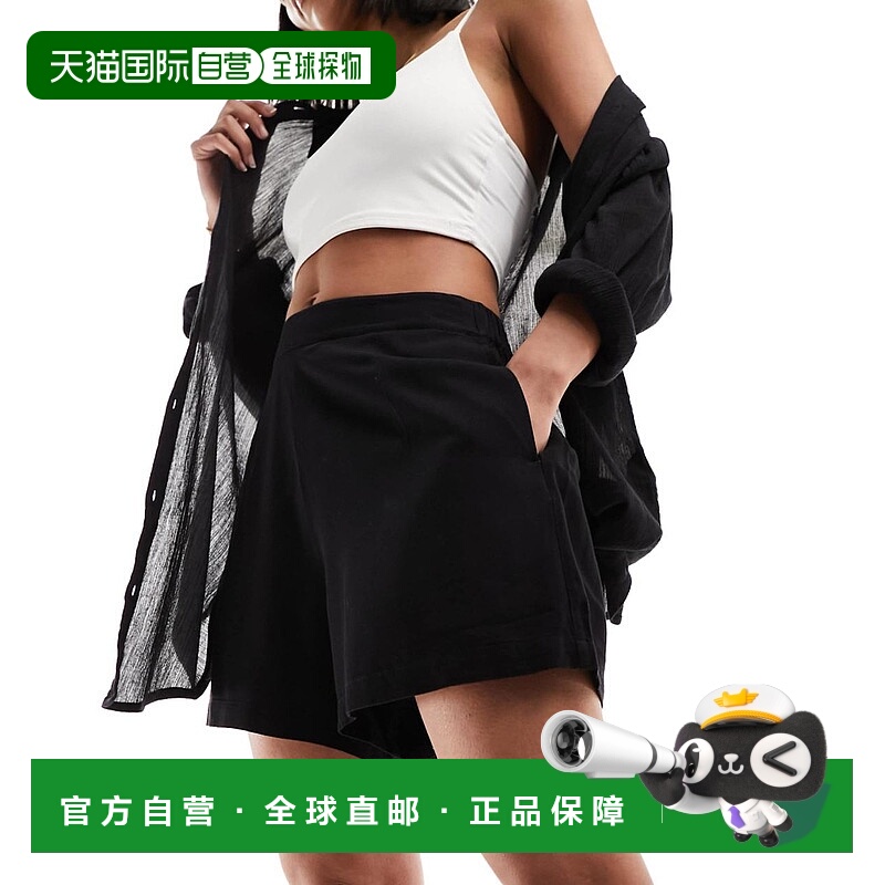 1h可退 香港直邮ASOS 女士 设计抛式短裤(黑色) black黑色 舒适时