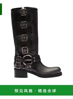 香港直邮Miu Miu缪缪徽标高跟皮靴时装靴时尚潮流5W792D3F33FM050