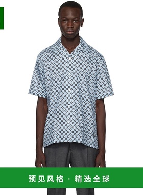 1h可退 香港直邮Dunhill 登喜路 男士 蓝色 Gasket Print 衬衫 DU