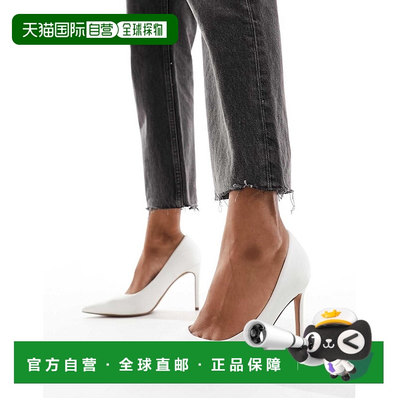 1h可退 香港直邮ASOS 女士 Paphos 设计尖头高跟绸缎浅口鞋(米白)
