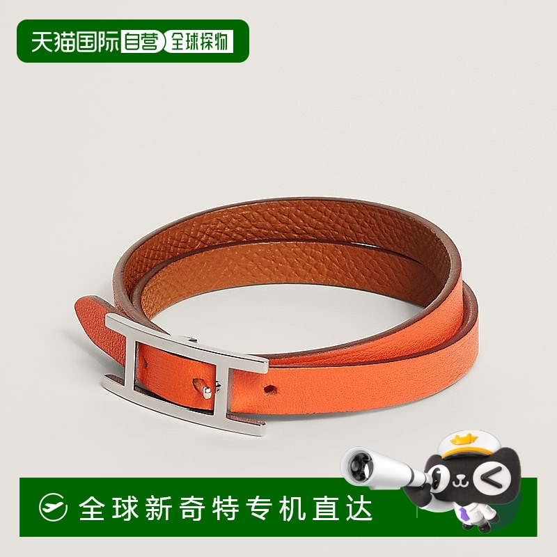 1h可退 欧洲直邮Hermes/爱马仕 女士橙色/金色小牛皮Behapi 双圈