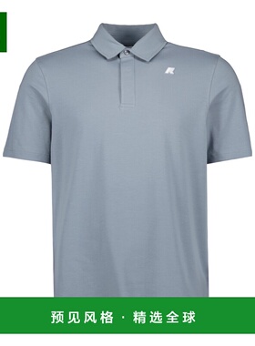 香港直邮K-WAY 男士T恤 K61419WWA9 SS2025 蓝色 徽标短袖Polo衫