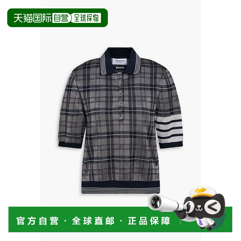 1h可退 香港直邮Thom Browne 汤姆·布朗 女士 格纹提花针织真丝P