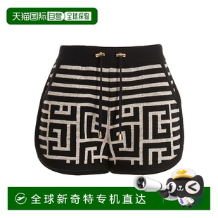 徽標(biāo)短褲 香港直郵Balmain AF1OA005KD54羊毛亞麻松緊
