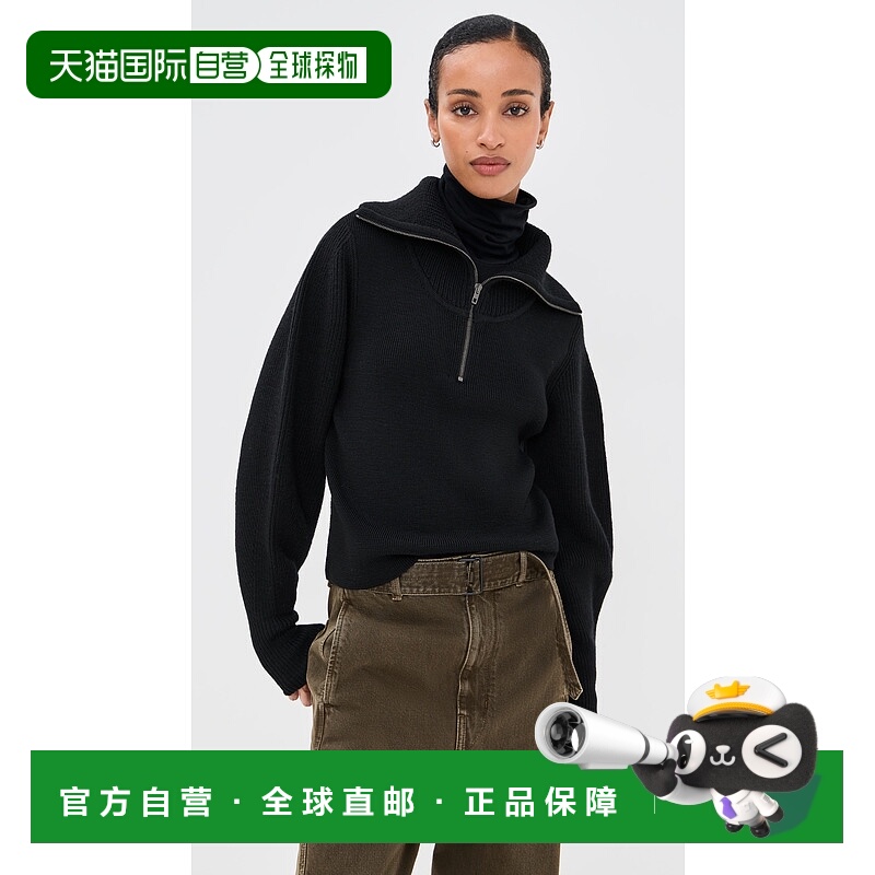 1h可退 香港直邮Lemaire 女士 拉链毛衣 black黑色 舒适时尚羊毛