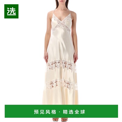 1h可退 香港直邮Alberta Ferretti 女士 缎面蕾丝拼接连衣裙 261U
