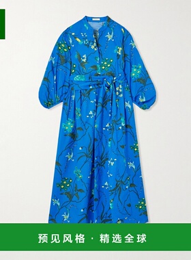 1h可退 香港直邮Erdem 女士 束带印花棉麻混纺中长连衣裙 VC24VC1