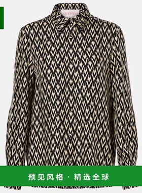 1h可退 香港直邮Valentino 华伦天奴 女士 Toute La V领真丝斜纹