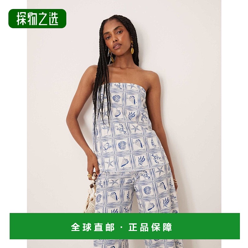 香港直邮ASOS 女士 co-ord 设计宽松款抹胸印花上衣(shell)