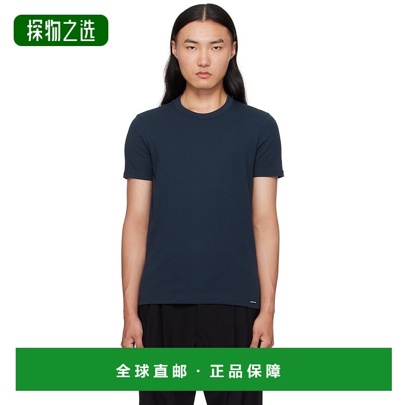 香港直邮Tom Ford 汤姆·福特 男士 海军蓝 Cotton Crewneck T 恤