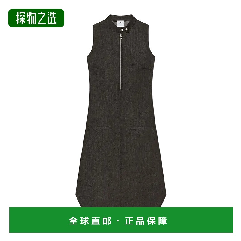 香港直邮Courreges 机车风拉链牛仔连衣裙 325DRO701DE0044