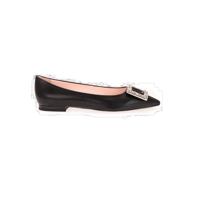 香港直邮Roger Vivier 黑色水钻装饰平底鞋 RVW57531030NK0
