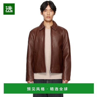 1h可退 香港直邮Sunflower 男士 黄褐色皮革夹克 6041 red红色 舒