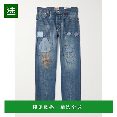 1h可退 香港直邮gallery dept 男士 Bare Knuckle 直筒磨破拼布牛