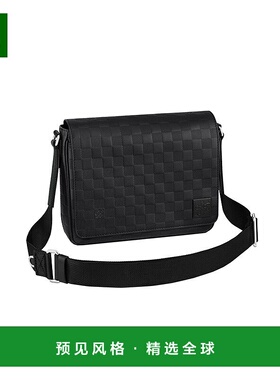 1h可退 欧洲直邮LV路易威登男士邮差包单肩斜挎包黑色牛皮棋盘格