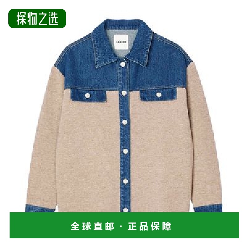 欧洲直邮Sandro 针织和牛仔布心外套休闲舒适流行时尚百搭夹克穿