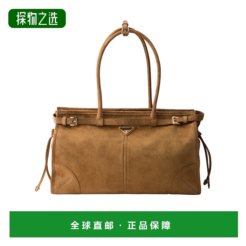 香港直邮Prada Bonnie 大号绒面革手提包 1BA4332C4SVMOO