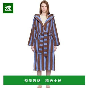 1h可退 香港直邮Tekla 女士 棕色 & 蓝色 Terry Hooded 浴袍 HBTH