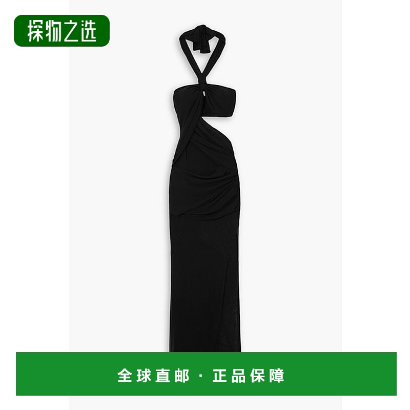 香港直邮Tom Ford 汤姆·福特 女士 挂脖剪口薄纱拼块庞特布睡裙