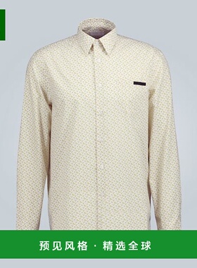 1h可退 香港直邮Prada 普拉达 男士 Fruit 棉府绸衬衫 yellow黄色