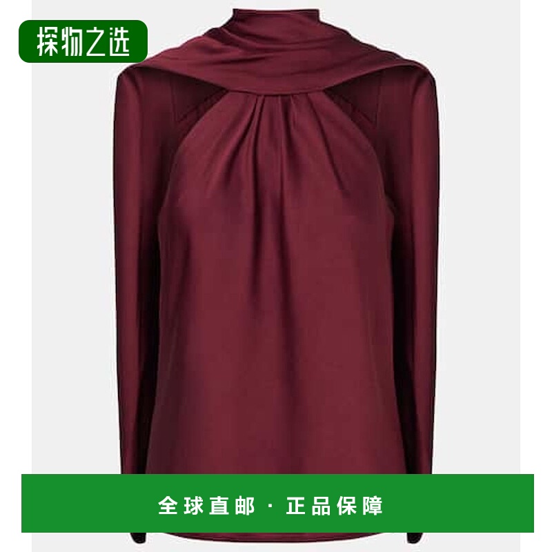 香港直邮Simkhai 女士 Scarlett 披肩缎面上衣 red红色 舒适时尚