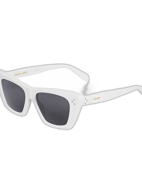 欧洲直邮CELINE/赛琳24新款 男女通用白色醋酸框灰镜片猫眼形墨镜