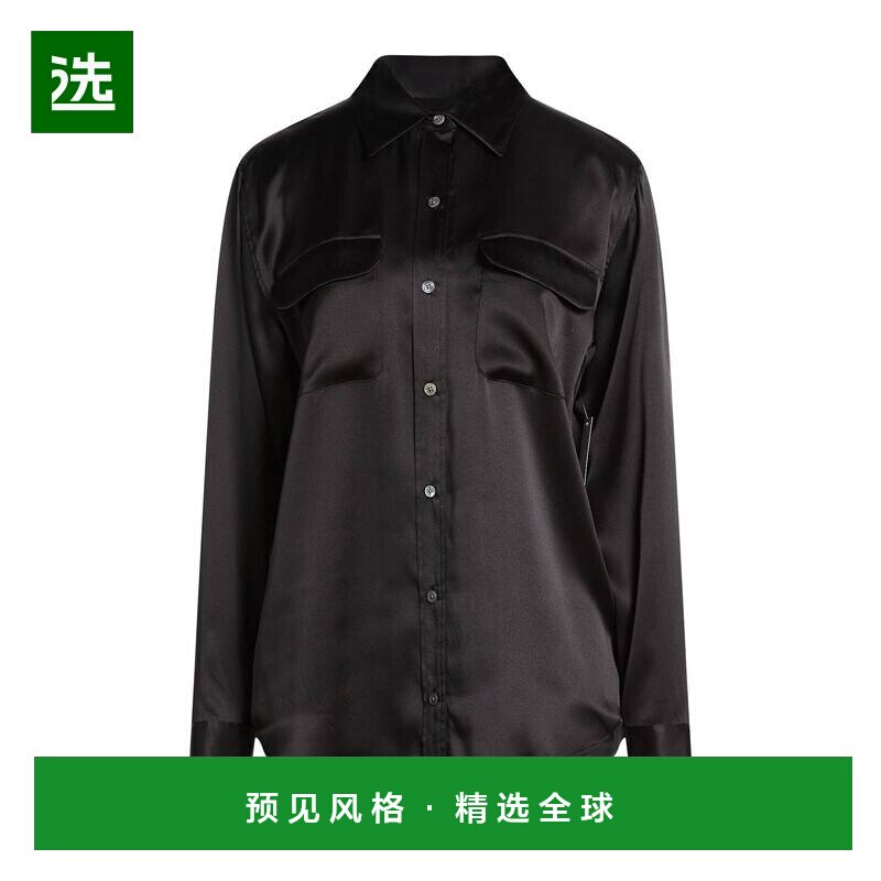 1h可退 香港直邮EQUIPMENT 女士 Blouses 纯色衬衫 black黑色 舒