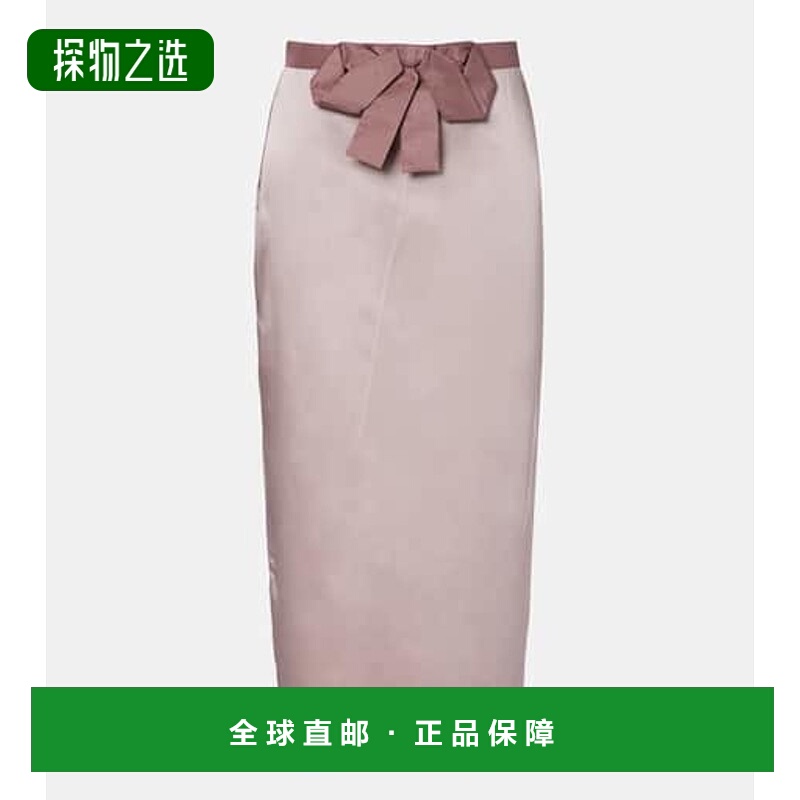 香港直邮valentino 华伦天奴 女士 蝴蝶结装饰缎面中长半身裙