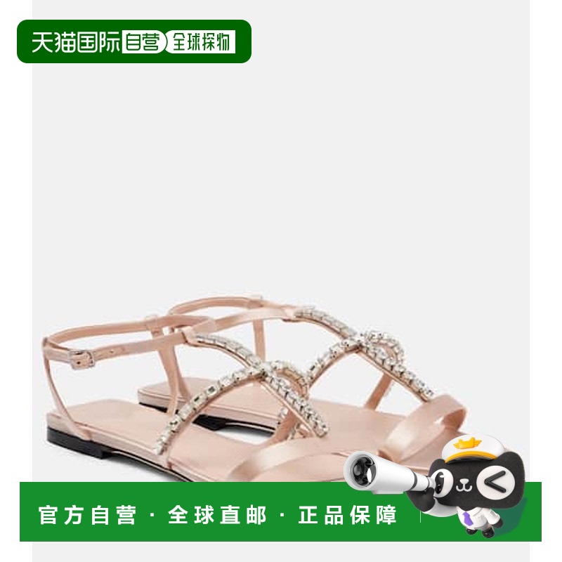 1h可退 香港直邮Jimmy Choo 周仰杰 女士 Gwyn 精饰绸缎皮质凉鞋