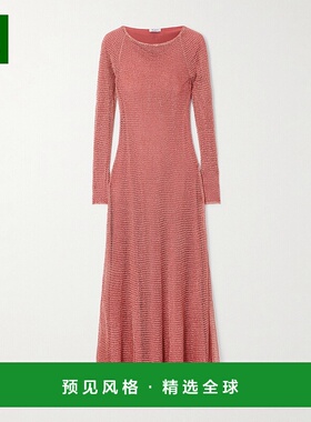 香港直邮Alaïa 女士 金属感洞洞针织中长连衣裙 AA9R2630K051A390