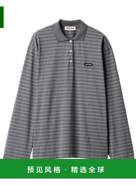 香港直邮Miu Miu 条纹长袖Polo衫 MJL01514RT针织