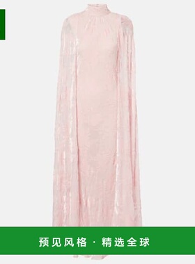 1h可退 香港直邮RODARTE 女士 devoré 披肩天鹅绒礼服 pink粉色