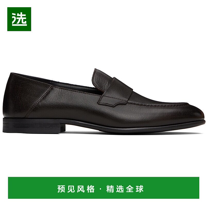 香港直邮BOSS 波士 男士 棕色 Tumbled Leather Penny 乐福鞋 505