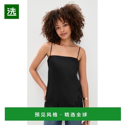 1h可退 香港直邮REFORMATION 女士 Carolina 真丝上衣 black黑色