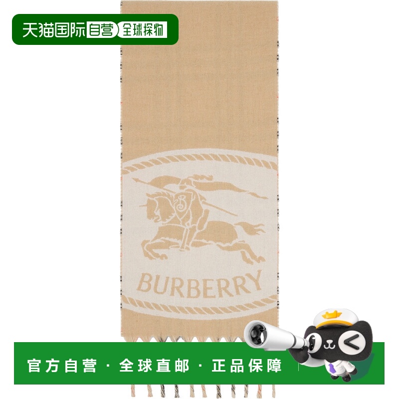 1h可退 香港直邮Burberry 巴宝莉 女士 驼色 Knight Stamp 双面围