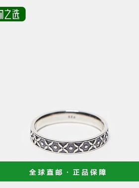香港直邮ASOS 男士 设计纯银压花戒指(银色) metal金属色 舒适时