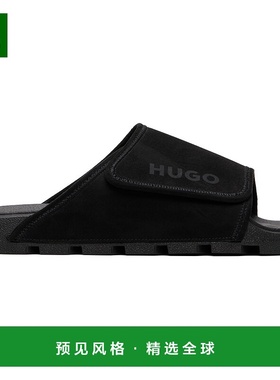 香港直邮HUGO 雨果 男士 黑色 Faux-Suede Upper Strap 凉鞋 5054