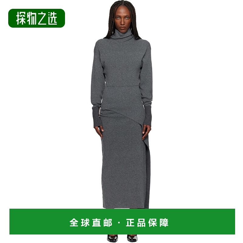 香港直邮Lanvin 朗雯 女士 灰色连衣裙 RWDR0040K065H25