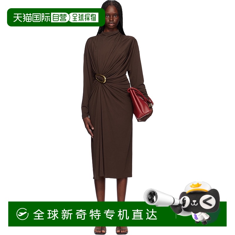 1小时内可退 香港直邮Bottega Veneta 葆蝶家 女士 棕色连衣裙 81