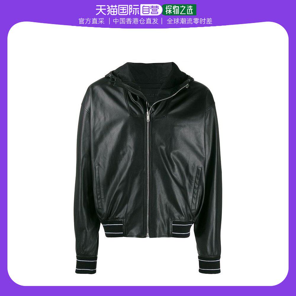 香港直邮givenchy 男士黑色皮夹克 bm00aj60dh-001夹克/外套