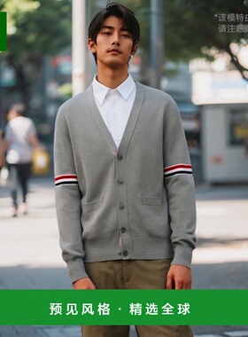 香港直邮Thom Browne 4-Bar 三色条纹开衫 MKC310AY3007