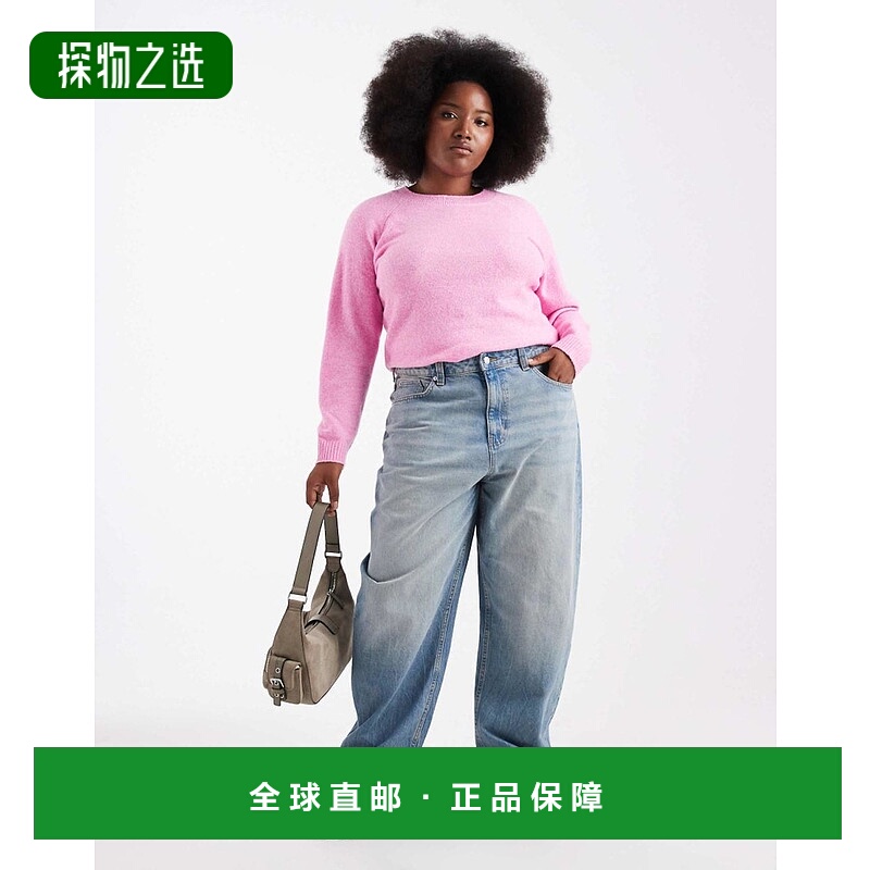 香港直邮ASOS 女士 Curve barrel 设计修身复古水洗牛仔裤