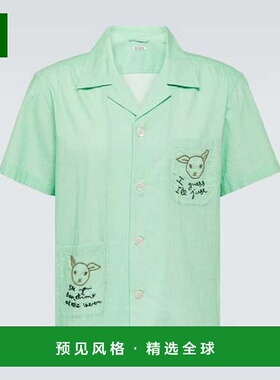 1h可退 香港直邮Bode 男士 See You At Barn 棉质衬衫 green绿色