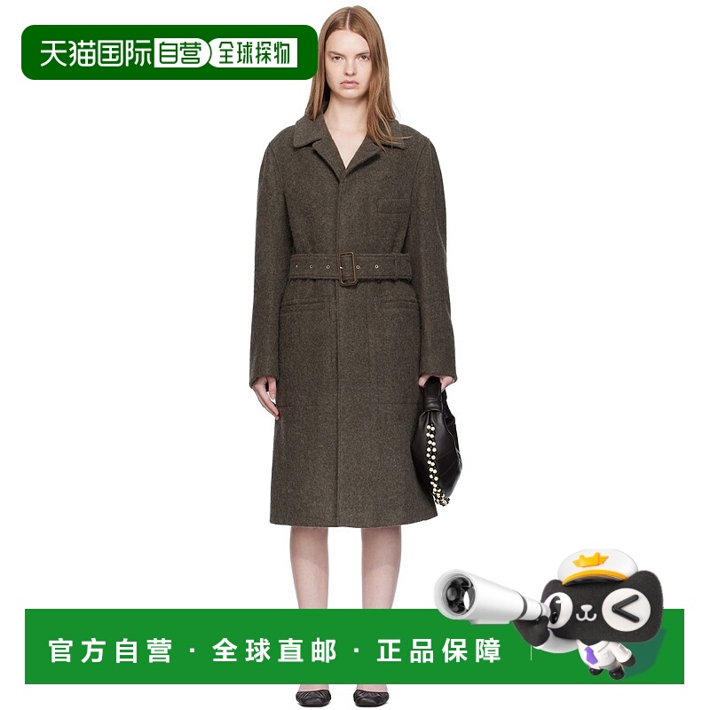 1h可退 香港直邮Lemaire 女士 卡其色 Belted Tailored 大衣 CO11