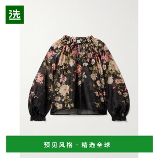 香港直邮SEA 荷叶边印花欧根纱衫 海洋 Jolie AW2504 女士 1h可退