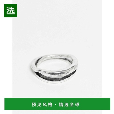 1h可退 香港直邮ASOS 男士 molten intertwined 设计戒指(银色)